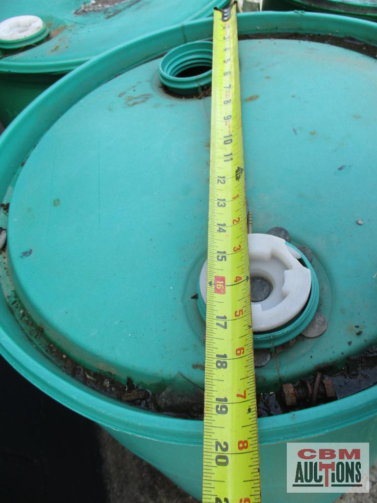 (3) Green Plastic Barrels