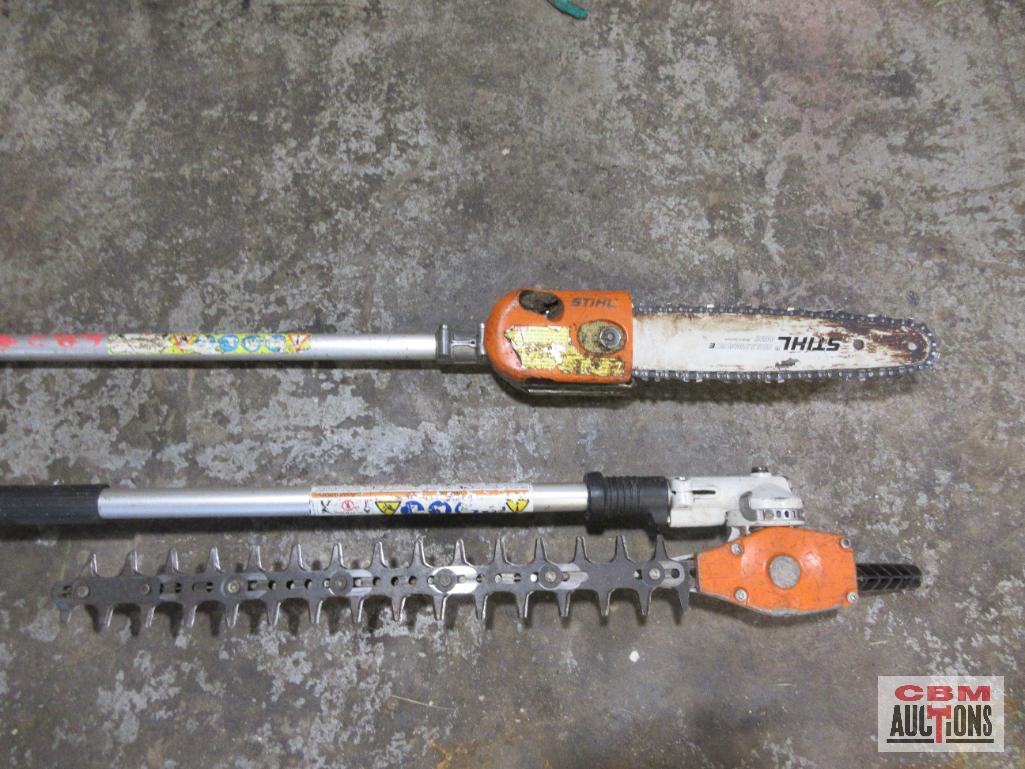 Stihl Pole Pruner With Hedge Trimmer & Chainsaw Attachment. (Runs)