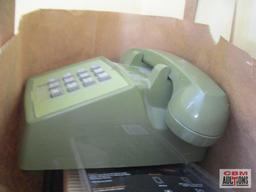 Office Supplies & Vintage Green Telephone