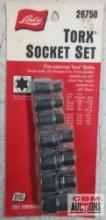 Lisle 26750 Torx Socket Set 1/4" Drive E6, E7, E8 3/8" Drive E10, E12, E14, E16