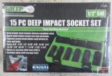 Grip 73580 15pc 1/2" Drive SAE Deep Impact Socket Set (3/8" to 1-1/4") w/ Molded Storage Case...