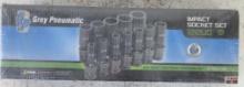 Grey Pneumatic 1212UD 12pc 3/8" Drive Deep Length Fractional Universal Impact Socket Set, 6pt w/