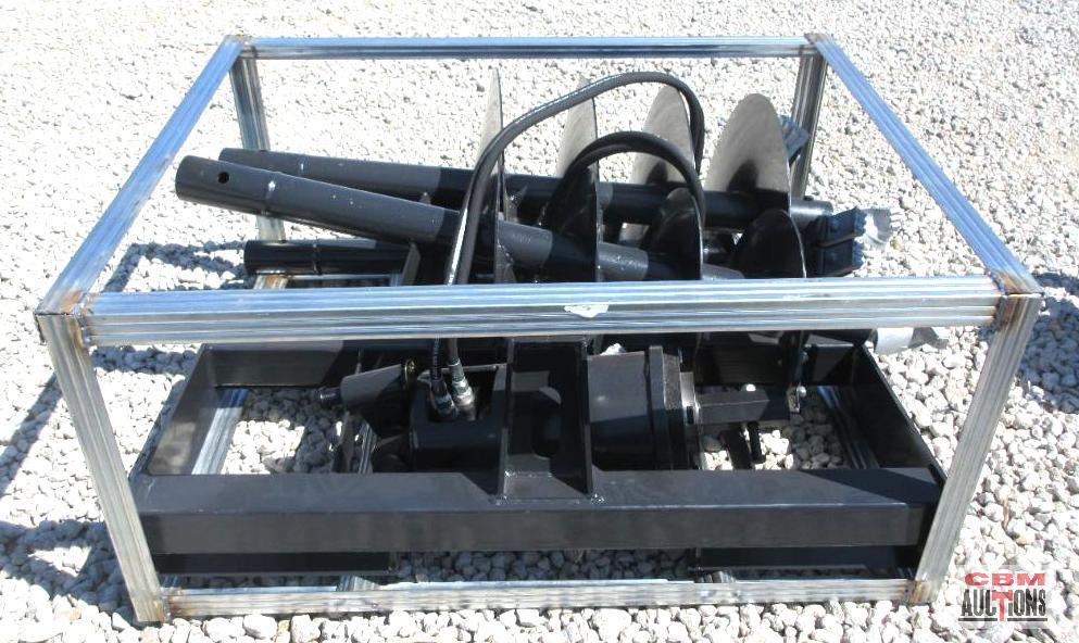 JCT Skid Steer Post Hole Digger Auger With 8",12" & 16" Hex Drive Auger Bits, Hoses & Couplers *3