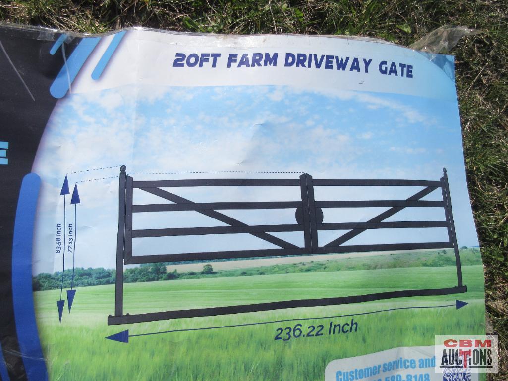 TM18-NCB 20' Heavy Duty Dual Swing Decorative Iron Entry Driveway Gates Mounted On Posts S#0214