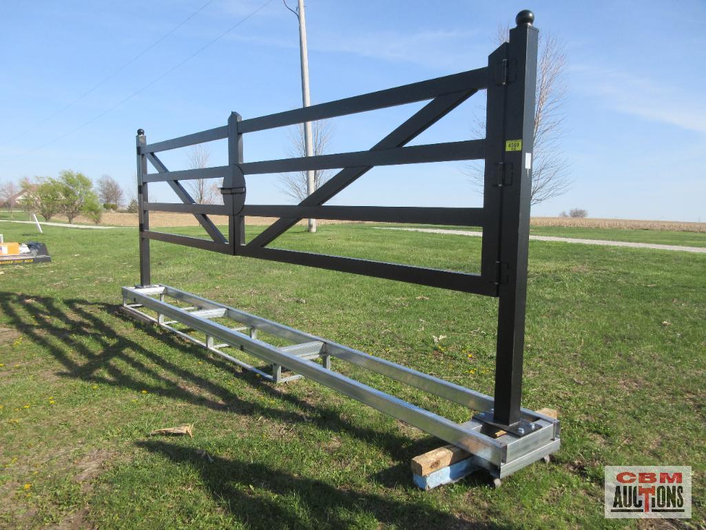 TM18-NCB 20' Heavy Duty Dual Swing Decorative Iron Entry Driveway Gates Mounted On Posts S#0214