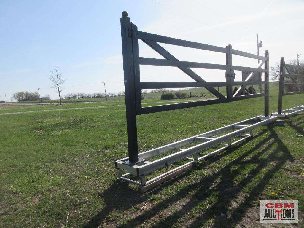 TM18-NCB 20' Heavy Duty Dual Swing Decorative Iron Entry Driveway Gates Mounted On Posts S#0214