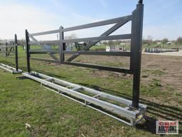 TM18-NCB 20' Heavy Duty Dual Swing Decorative Iron Entry Driveway Gates Mounted On Posts S#0214
