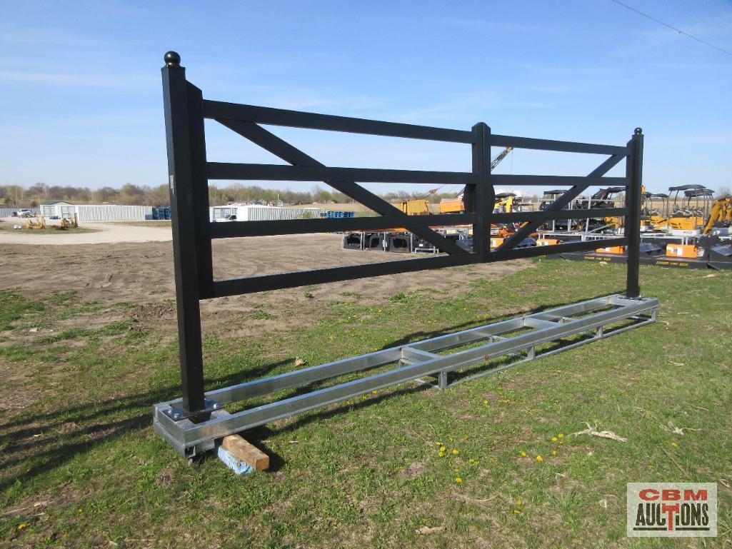 TM18-NCB 20' Heavy Duty Dual Swing Decorative Iron Entry Driveway Gates Mounted On Posts S#0214