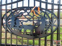 20' Dual Swing Decorative Iron Entry Driveway Gates With Deer Scene