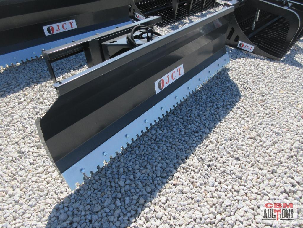 JCT 72" Skid Steer Power Angle Dozer Blade, Reversible Smooth Or Serrated Cutting Edge With Hoses &