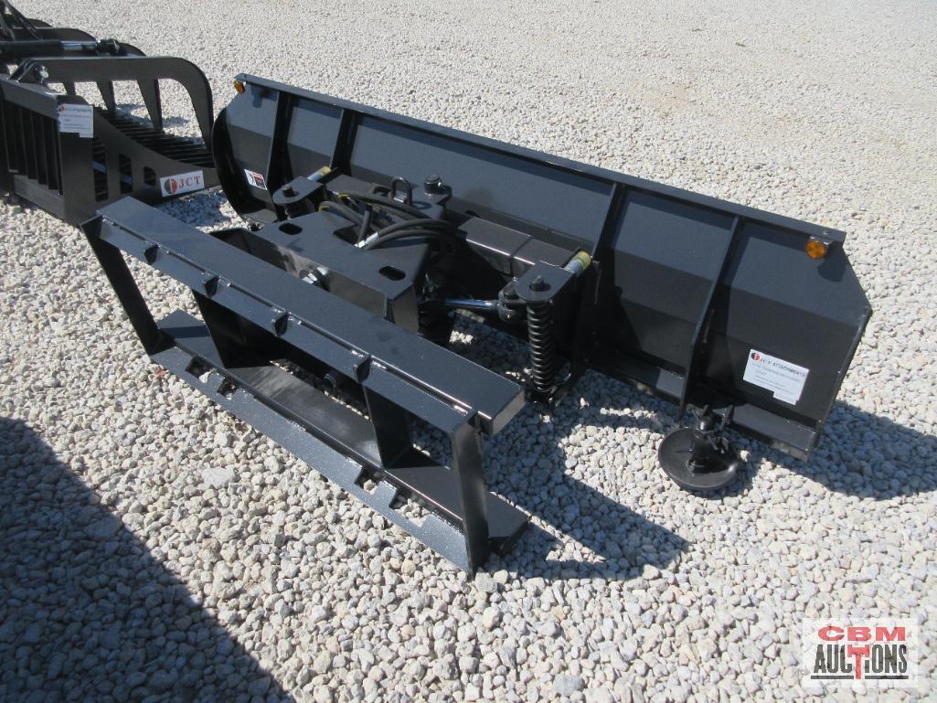 JCT 72" Skid Steer Power Angle Dozer Blade, Reversible Smooth Or Serrated Cutting Edge With Hoses &