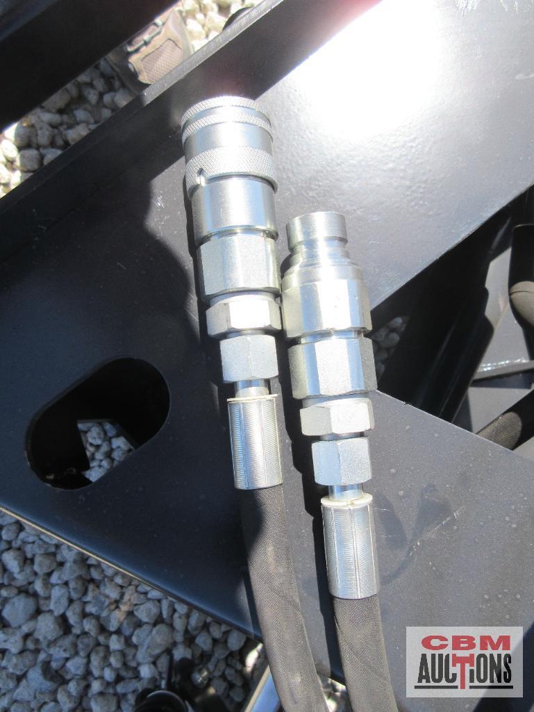JCT 72" Skid Steer Power Angle Dozer Blade, Reversible Smooth Or Serrated Cutting Edge With Hoses &