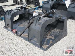 Wolverine GB-11-72W 72" Skid Steer Industrial Smooth Bottom Grapple Bucket Dual Cylinders With Hoses