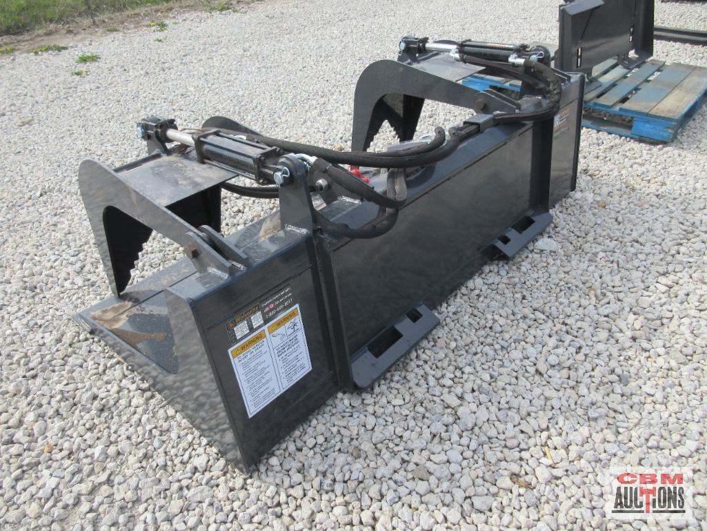 Wolverine GB-11-72W 72" Skid Steer Industrial Smooth Bottom Grapple Bucket Dual Cylinders With Hoses