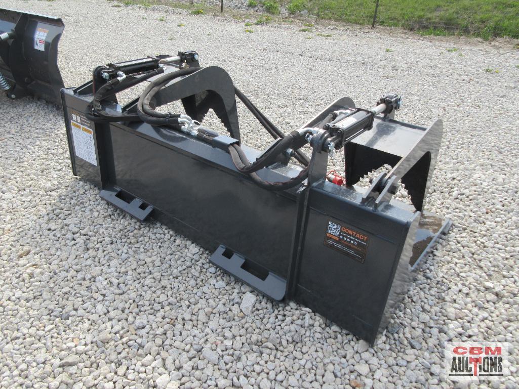 Wolverine GB-11-72W 72" Skid Steer Industrial Smooth Bottom Grapple Bucket Dual Cylinders With Hoses