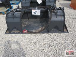 Wolverine GB-11-72W 72" Skid Steer Industrial Smooth Bottom Grapple Bucket Dual Cylinders With Hoses