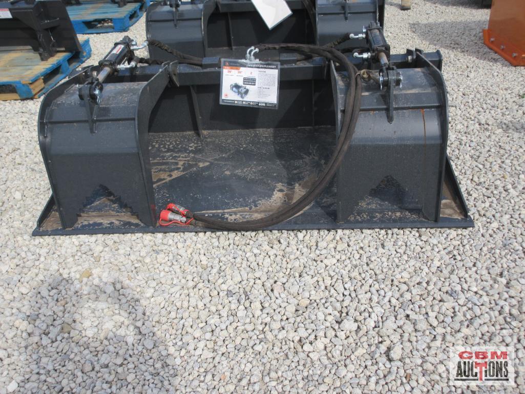 Wolverine GB-11-72W 72" Skid Steer Industrial Smooth Bottom Grapple Bucket Dual Cylinders With Hoses