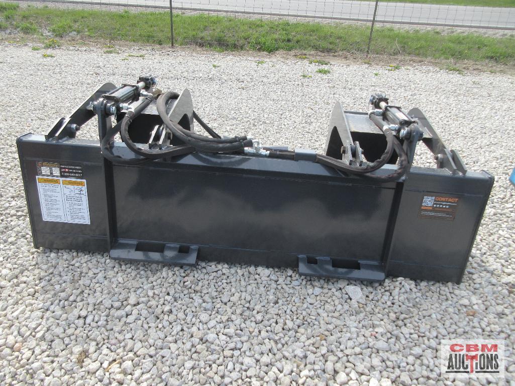 Wolverine GB-11-72W 72" Skid Steer Industrial Smooth Bottom Grapple Bucket Dual Cylinders With Hoses
