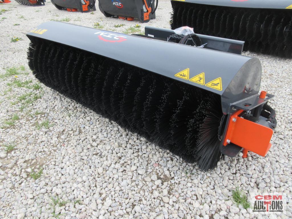 WIG XN-XJ01-72 72" Hydraulic Skid Steer Broom Angle Broom Attachment, GPM Range: 15 To 20, PSI