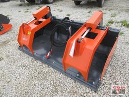 WIG XN-ZD01-72 72" Skid Steer Industrial Smooth Bottom Grapple Bucket, Removable Sides, Dual