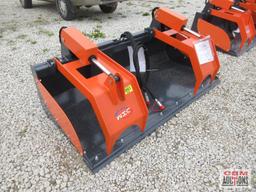 WIG XN-ZD01-72 72" Skid Steer Industrial Smooth Bottom Grapple Bucket, Removable Sides, Dual