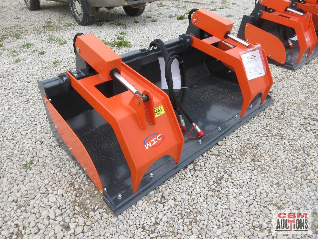 WIG XN-ZD01-72 72" Skid Steer Industrial Smooth Bottom Grapple Bucket, Removable Sides, Dual