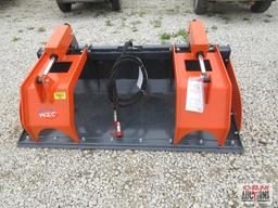 WIG XN-ZD01-72 72" Skid Steer Industrial Smooth Bottom Grapple Bucket, Removable Sides, Dual