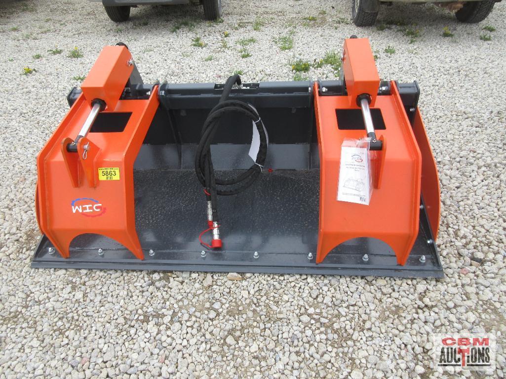 WIG XN-ZD01-72 72" Skid Steer Industrial Smooth Bottom Grapple Bucket, Removable Sides, Dual