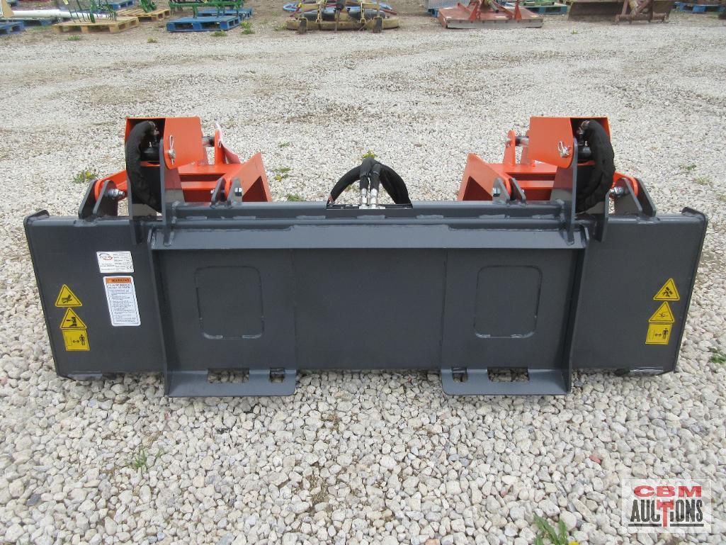 WIG XN-ZD01-72 72" Skid Steer Industrial Smooth Bottom Grapple Bucket, Removable Sides, Dual
