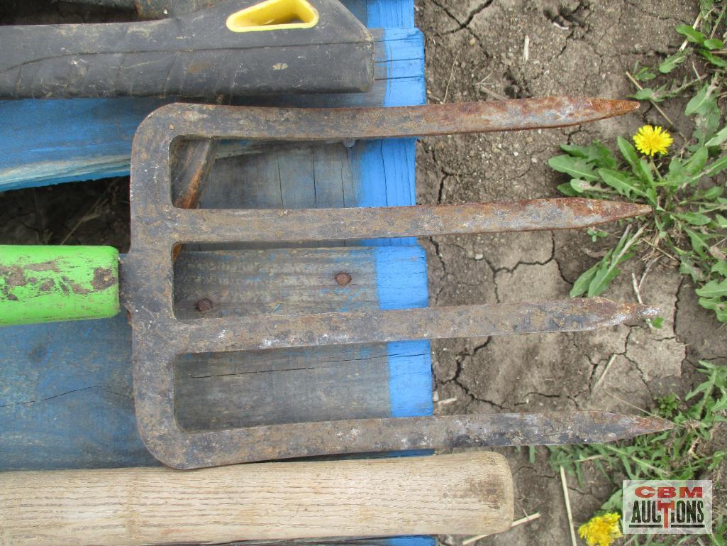 Pallet of Hand Tools Shovels, Rakes, Ax, Pitch Fork Ect.
