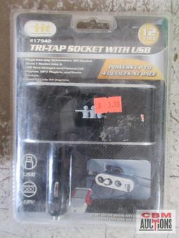 2' Tri-Tap Extension Cords, Cord Winders, 2pc Scissor Sets, His & Her Watches & misc.