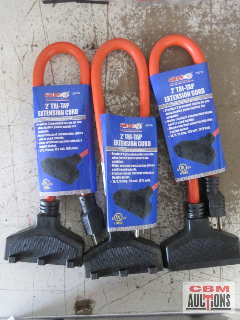 2' Tri-Tap Extension Cords, Cord Winders, 2pc Scissor Sets, His & Her Watches & misc.