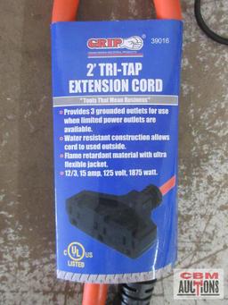 2' Tri-Tap Extension Cords, Cord Winders, 2pc Scissor Sets, His & Her Watches & misc.
