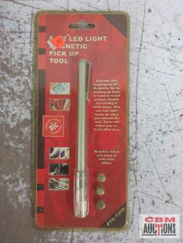 Large Mechanics Work Gloves, LED Lighted Magnetic Pick - Up Tool, 4pc Pick & Hook Set, Ernst Face