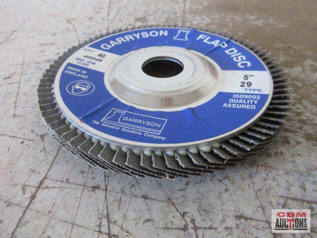 Garyson 5" x 7/8", Type 27, 40 Grit Flap Wheel Discs - Set of 10(+/-)
