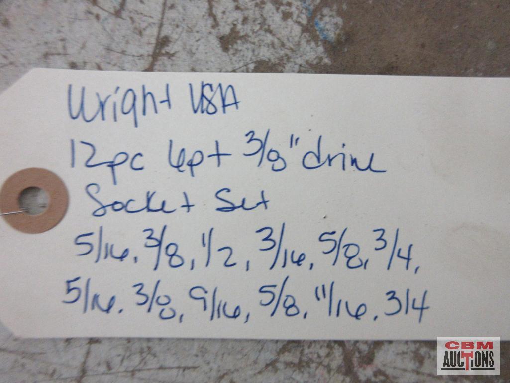 Wright 12pc 3/8" Drive, 6pt Impact Socket Set w/ Storage Rail - USA 5/16", 3/8", 1/2", 3/16", 5/8",