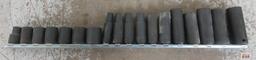 Wright 18pc 3/8" Drive, 6pt Impact Socket Set w/ Storage Rail - USA 8mm, 12mm, 13mm, 14mm,