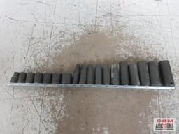 Wright 18pc 3/8" Drive, 6pt Impact Socket Set w/ Storage Rail - USA 8mm, 12mm, 13mm, 14mm,