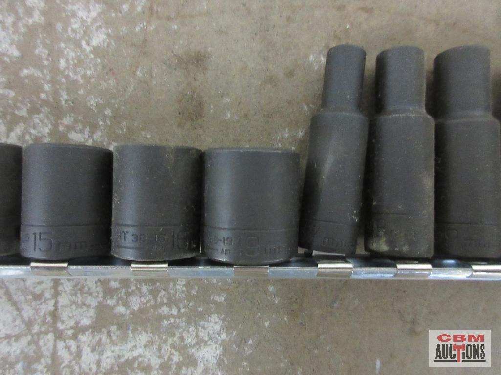 Wright 18pc 3/8" Drive, 6pt Impact Socket Set w/ Storage Rail - USA 8mm, 12mm, 13mm, 14mm,