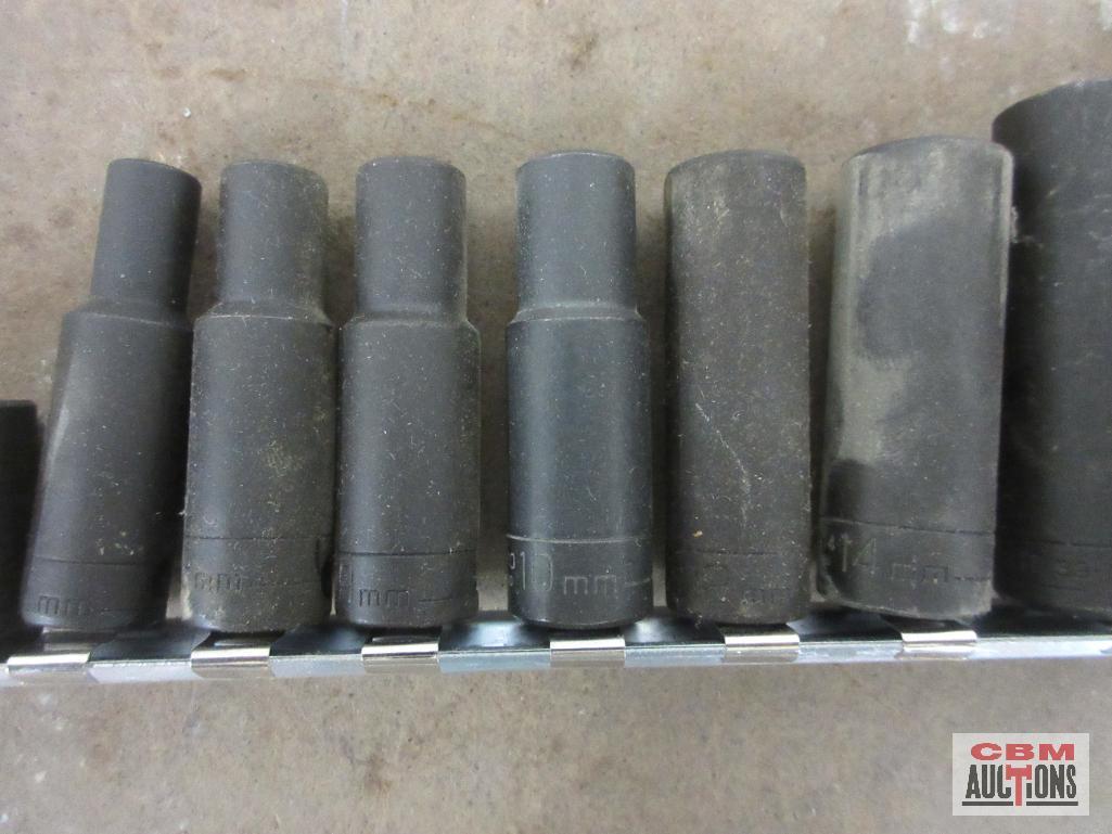 Wright 18pc 3/8" Drive, 6pt Impact Socket Set w/ Storage Rail - USA 8mm, 12mm, 13mm, 14mm,