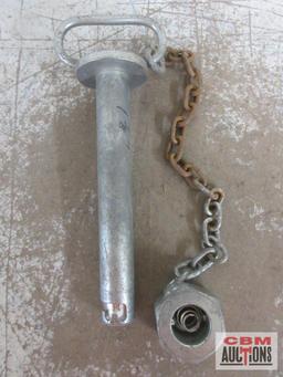 1-1/8" x 8" Hitch Pin w/ Lock Nut & Chain