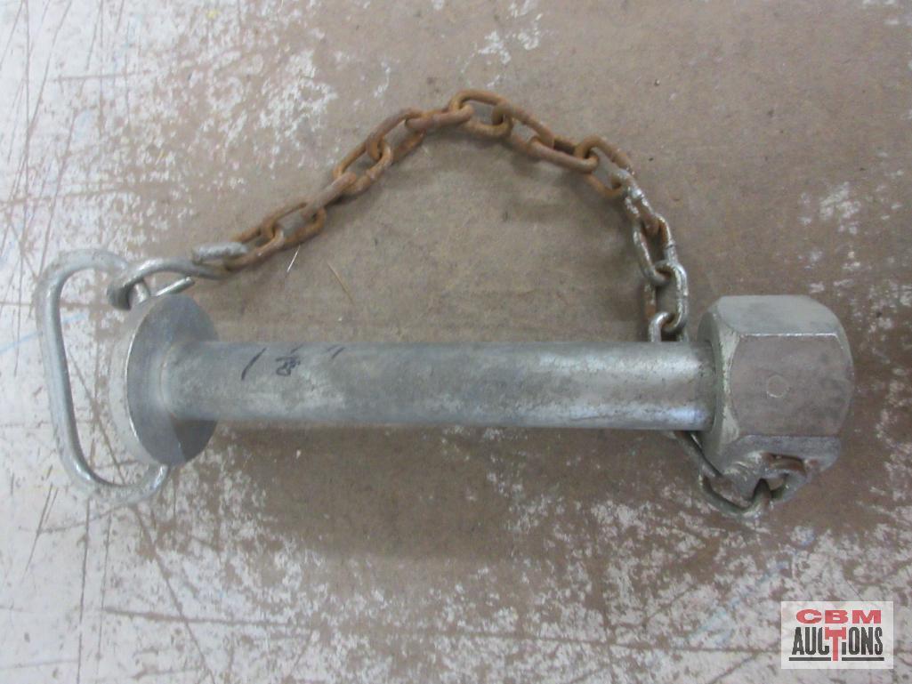 1-1/8" x 8" Hitch Pin w/ Lock Nut & Chain