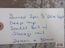 Sunex 2pc 1/2" Drive 6pt Deep Metric Impact Sockets w/ Storage Rail (26mm & 30mm)