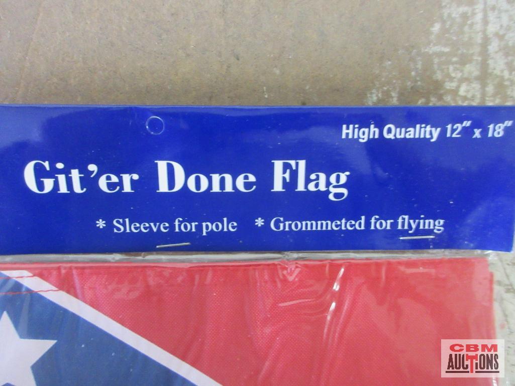 Git-Er-Done 12" x 18" High Quality Flag w/ Sleeve for Pole or Grommets for Flying - Set of 25(+/-)