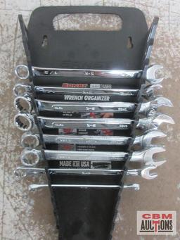 SK Tools (USA) 8pc SAE Combination Wrench Set w/ Ernst Wrench Rack 1/4", 7/16", 5/8", 5/8", 11/16",