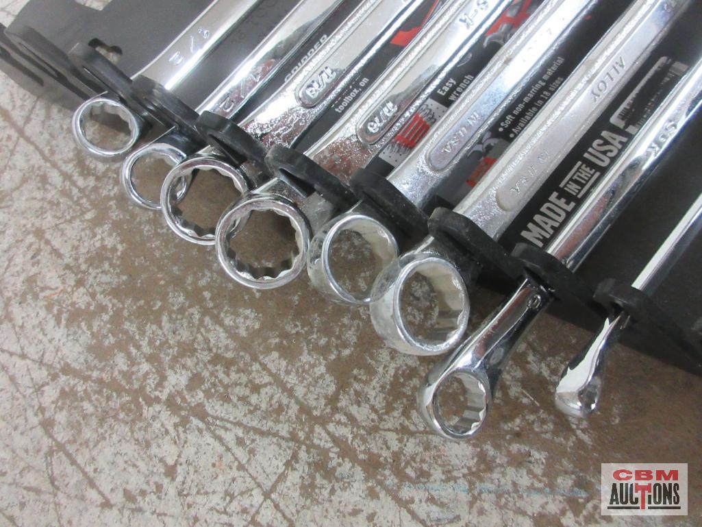 SK Tools (USA) 8pc SAE Combination Wrench Set w/ Ernst Wrench Rack 1/4", 7/16", 5/8", 5/8", 11/16",