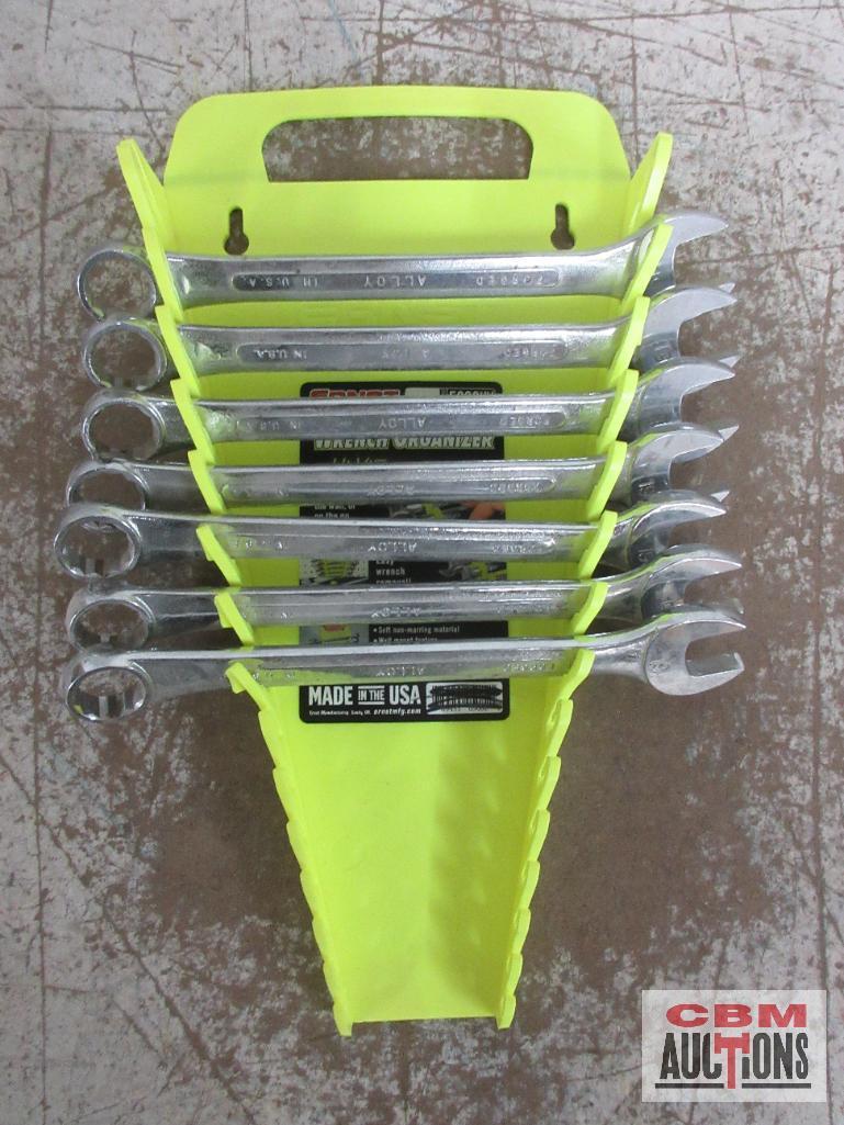 SK Tools (USA) 19mm Combination Wrenches Set of 7 w/ Ernst Wrench Rack