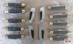 Multi-Toll Key Chain Pocket Knives - Set of 5 Silver & Black Pocket Knives w/ 3.5" Blade - Set of 4