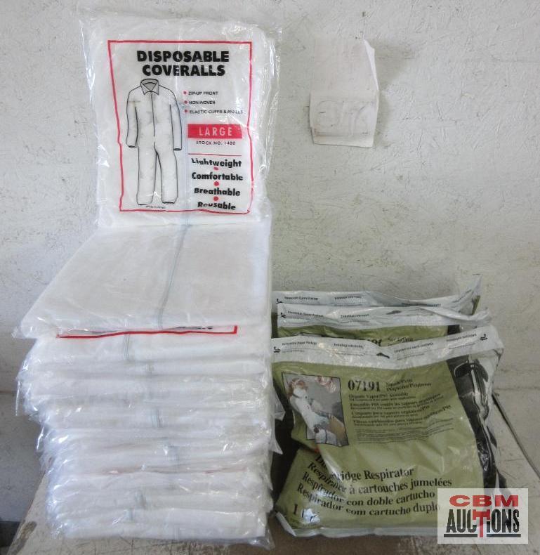 AES-1480 Large Disposable Coveralls - Set of 25(+/-) 3M 07191 Small/Petite Dual Cartridge Respirator