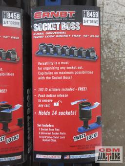 Ernst 8458 2-Rail Universal Twist Lock Socket Tray 18" - Red for (3/4" Drive) 84592-Rail Universal